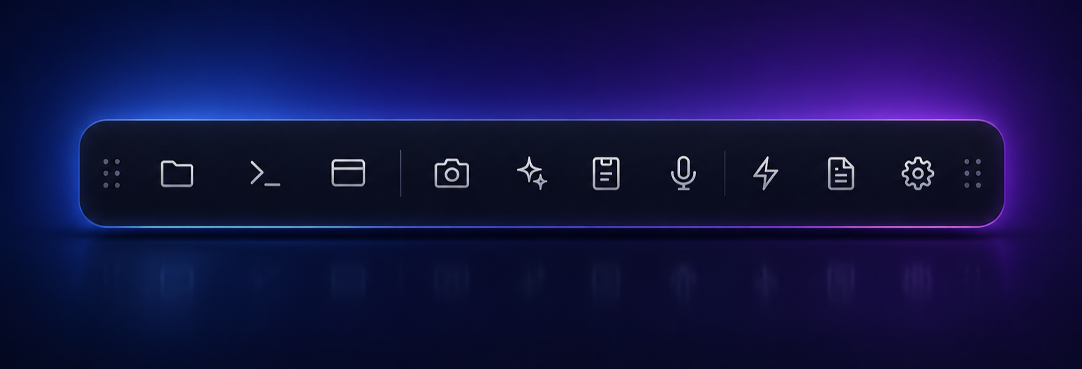 The DockShift floating dock running on a Windows desktop